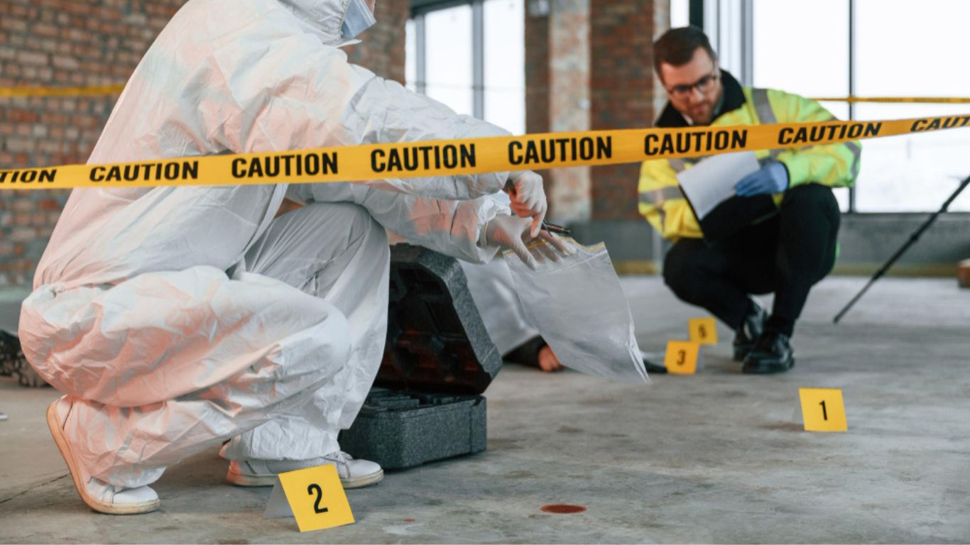 Crime scene investigators collecting evidence for crime scene cleanup in Fort Myers